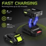 WOLFMEN 20V Cordless Leaf Blower with 2 Batteries & Charger - Image 6